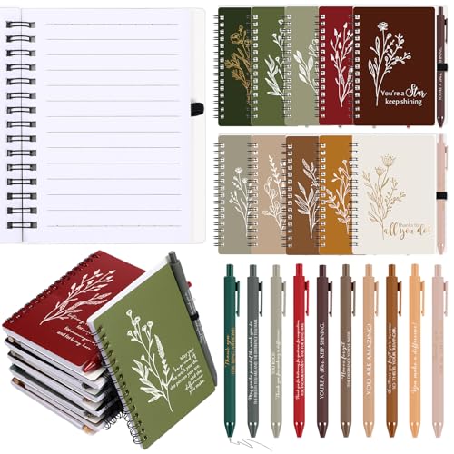 Carnet à spirale anti-pages arrachées, pack de 10 cahiers de notes fleuris Chiisong