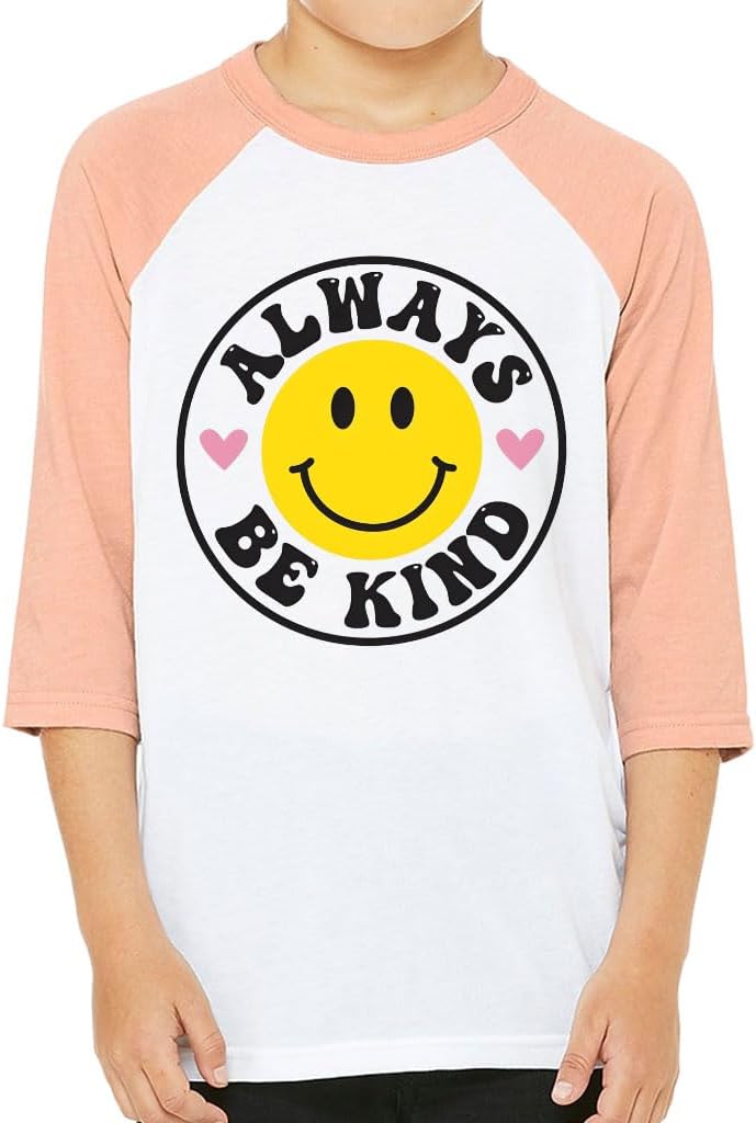 Always Be Kind Kids' Baseball T-Shirt - Positive Message Apparel - Encouraging Clothing