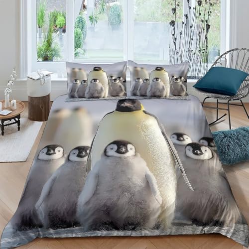 Housse de couette pingouin 140x200 parure lit 3D microfibre - 4