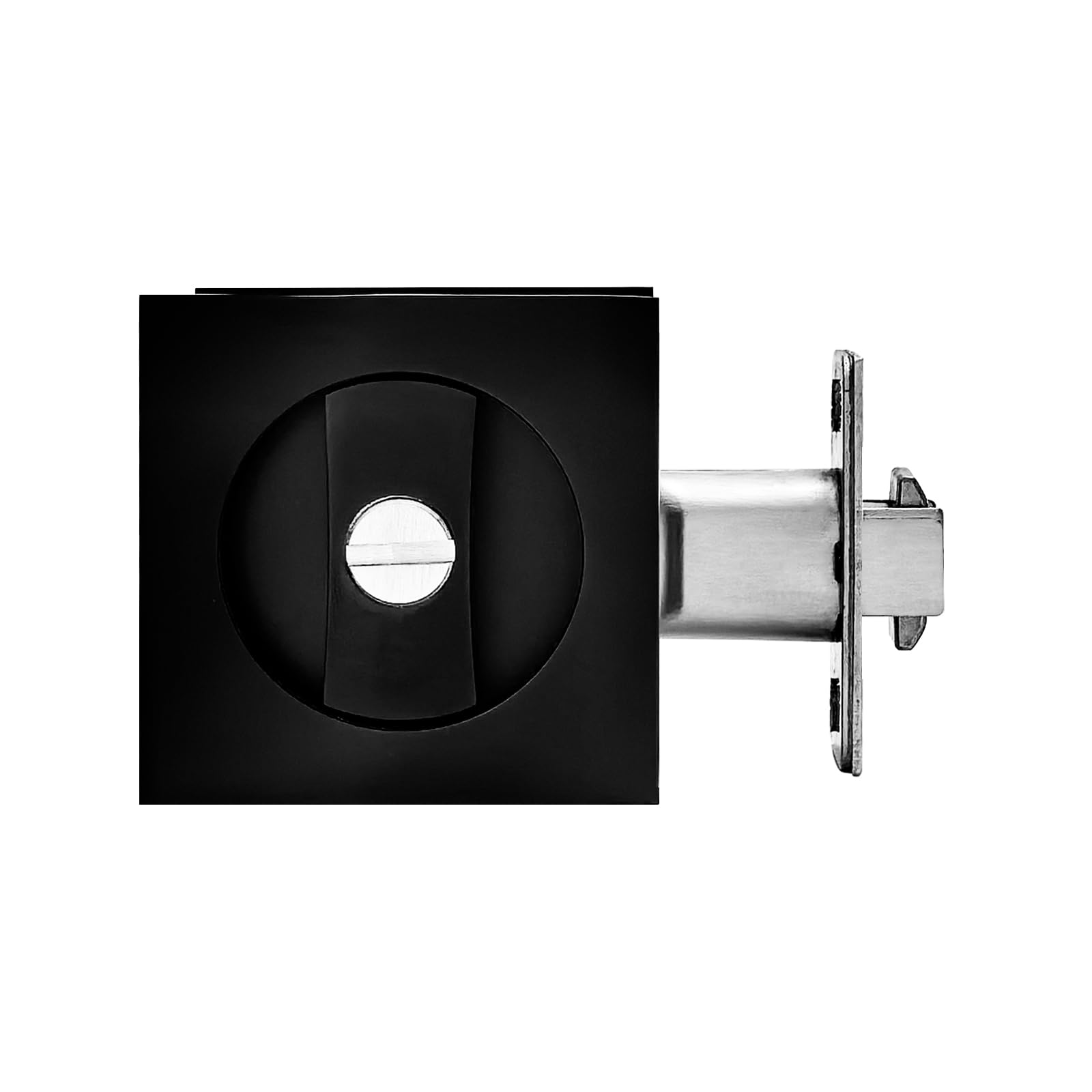 Pocket Door Lock – Privacy Pocket Door Hardware Latch,Contemporary Privacy Square Sliding Barn Door Lock Latch etc, Recessed 2 Sided, Silver Sliding Pocket Door Lock Matt Black (Black-Privacy)