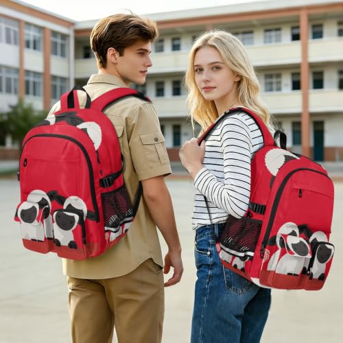 Mochilas para laptop Crazy Farm con estampado de ovejas rojas y blancas para el colegio 7