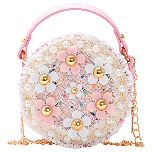 forwe little girls toddler crossbody purse with pearl flowers mini cute princess handbags shoulder chain bag