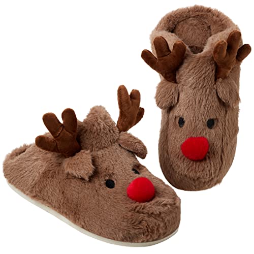 Gilbins Women's-Men's Christmas Holiday Ugly Warm Memory Foam Fury Slippers Sweater Reindeer Winter Soft Cozy Home Booties slipper for Indoor & Outdoor2