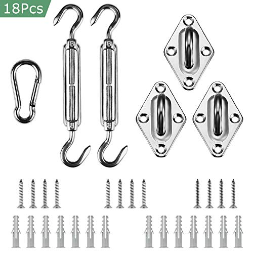 Shade&Beyond 316 Marine Grade Shade Sail Hardware Kit 5 inch for Triangle Sun
