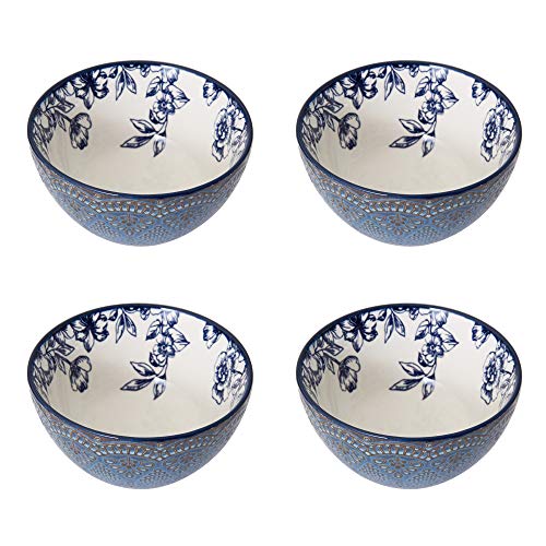 Pfaltzgraff Gabriela Blue 16-Piece Dinnerware Set, Service for 4, Durable Stoneware Plates, Bowls, and Mugs with Elegant Blue Pattern, Dishwasher Safe - Image 6