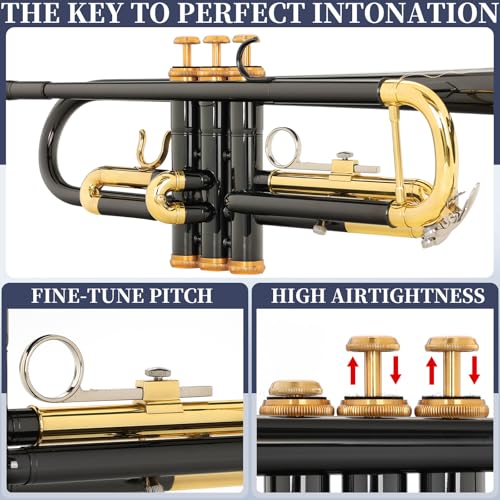image for Kmise Bb Standard Trumpet, Premium Brass Trumpets for Student Beginner