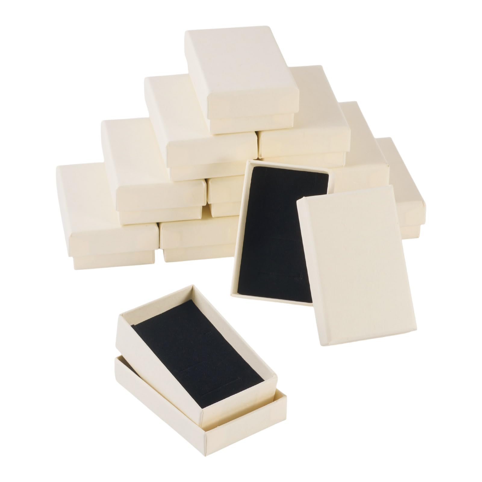 Craftdady 12pcs Cardboard Jewelry Box with Sponge Rectangle Gift Box Beige Jewellery Storage Boxes for Rings Bangle Bracelet Earring Necklace Display