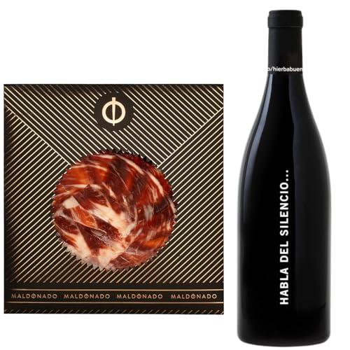 Pack Vino - Jamón de Bellota 100% Ibérico Maldonado Cortado a Mano 100g + Vino tinto Habla del Silencio