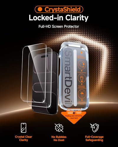 Image of SMARTDEVIL 2 Pack for iPhone Air Screen Protector, 9H Hardness Military Grade Shatterproof, HD Clear Tempered Glass with Auto Dust-Elimination, Bubble Free, Easy Installation, Case Friendly