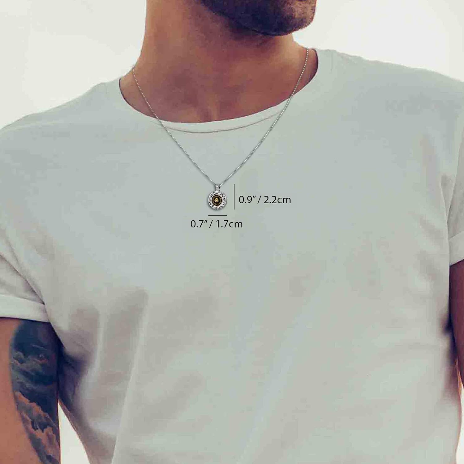 925 Sterling Silver Zodiac Necklace Engraved Astrology Symbol Pendant for Men or Women 24k Gold Inscribed with Star Sign and Personality Characteristics in Miniature Text on Black Onyx, 20" Chain