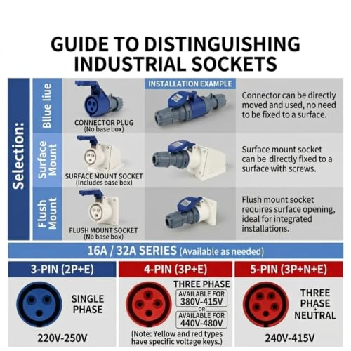 Socket de enchufe industrial 32A 5P con protección IP44 contra salpicaduras y polvo 8