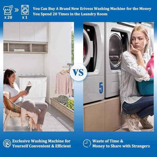 Portable Twin Tub 18lbs Washing Machine with Drying Rack and 10 Hangers, 11lbs Washer Mini Compact Laundry Machine with 7lbs Spinner, Semi-automatic Washer Combo for Dorms, Apartment