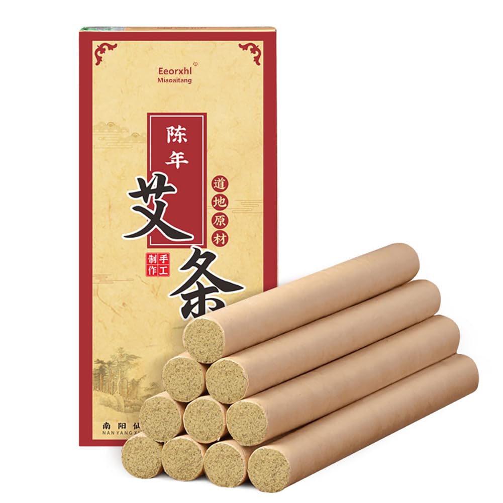 Moxa Sticks for Moxibustion, Pure Mugwort Wormwood Moxa Rolls for Neck Waist Joint,艾草灸條 10pcs/Pack