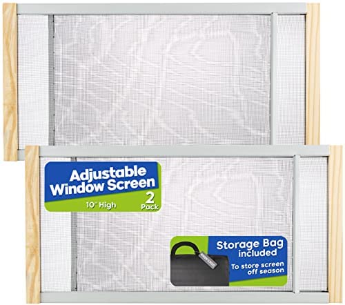 2-Pack Adjustable Horizontal Window Screen 18-37 inches Wide, 15 Inch High 