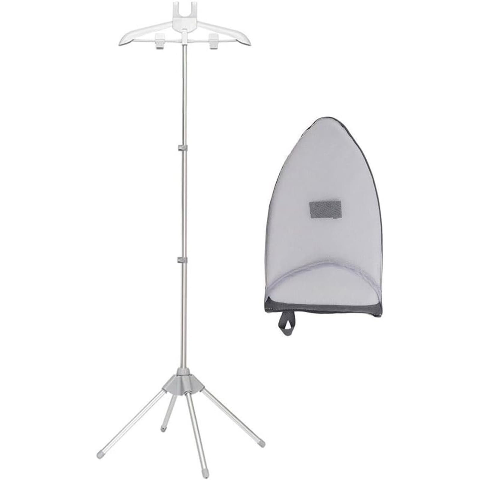 Handheld Clothes Steamer Holder Telescopic Folding Standing Fabric Ironing Machine Bracket Rotatable Adjustable Clothes Hanger Garment Hanger Drying Rack Steamer Accessories (Gray)