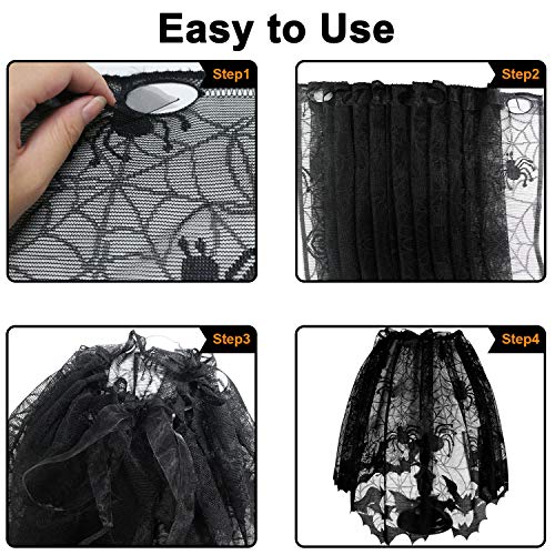 Image of 5Pcs Halloween Lamp Shade Cover Halloween Decorations Indoor, Black Spider web Lampshades Cover Topper Scarf for Festive Home Haunted House Mantle Decor, Large 20 X 60 Inch Spiderweb Lamp Shade Cover