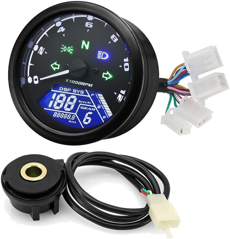 Motorcycle Odometer Universal Motorcycle 12000RMP Speedometer Odometer Tachometer Motorbike Gauge Motorcycle Digital Dash