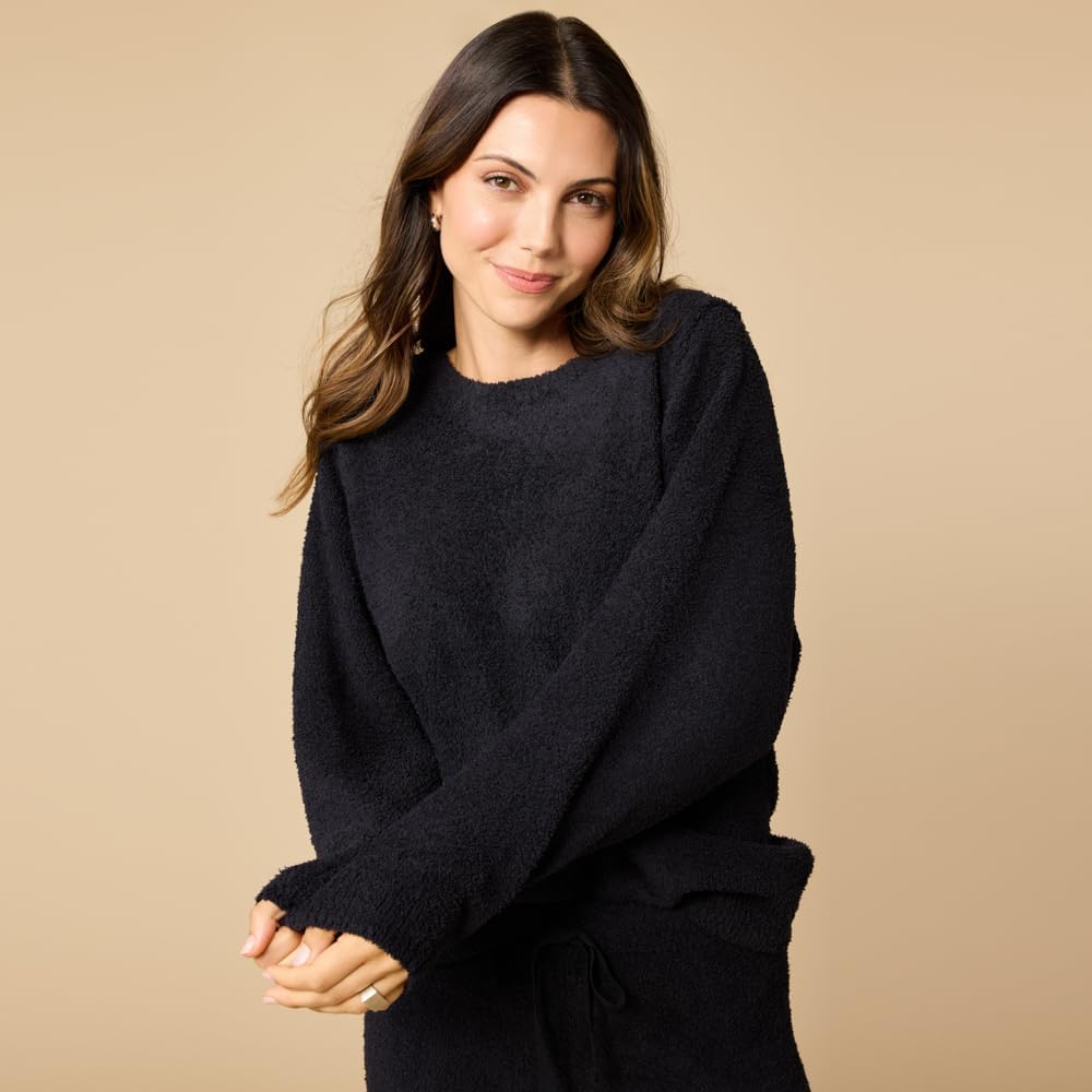 Softies Marshmallow Reverse Seam Crew Neck Lounge Set for Women Ultra Soft 2 Piece Loungewear with Bracelet Sleeve Top - Image 4