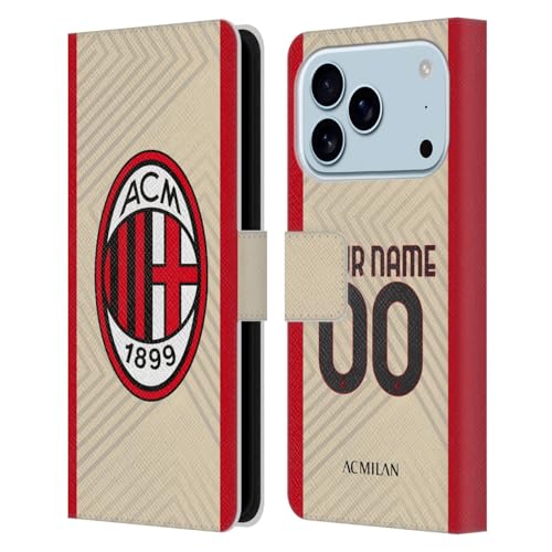 Étui portefeuille iPhone 17 Pro AC Milan housse cuir personnalisé Away