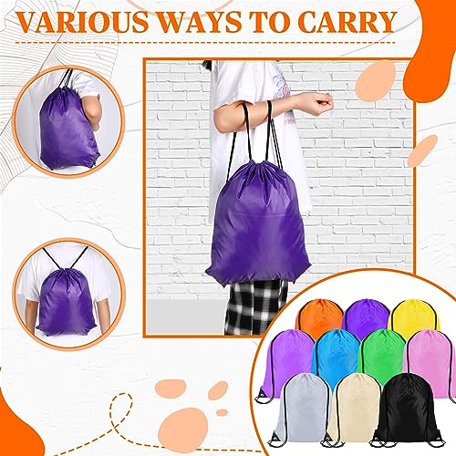 Sweetude 600 Pcs Drawstring Backpack Bulk Draw String Bags Gym Bag Sport Storage Sack Pack Nylon Cinch Tote for Women Men Homeless Adult Team Building Outdoor Travel Party3