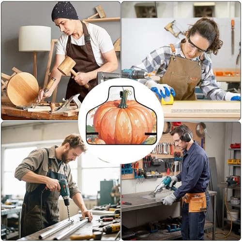 Delantal de trabajo con diseño de calabazas acuarela otoño miniatura 6