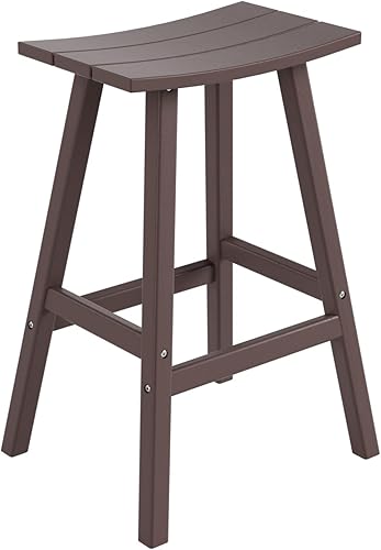 WO Home Furniture - Taburete de sillín de 29 pulgadas Adirondack HDPE sin respaldo para patio, cocina, bar (marrón oscuro)