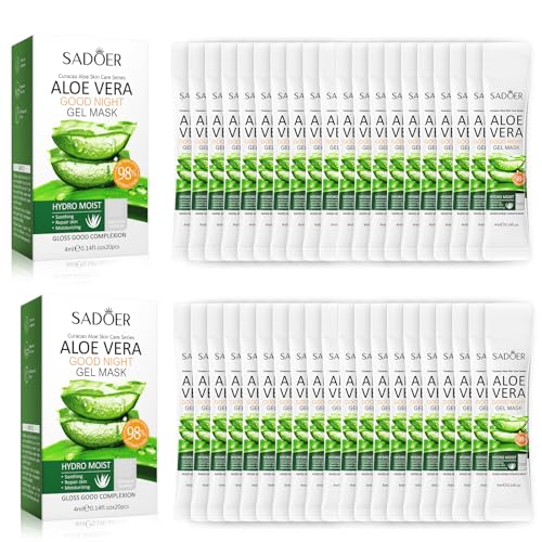 Paquete de 40 mini geles de aloe vera orgánicos - Veganos | Con jugo puro de hojas | 98% natural y puro | Hidratante facial y corporal | Cuidado hidratante | Gel de aloe vera orgánico - After Sun