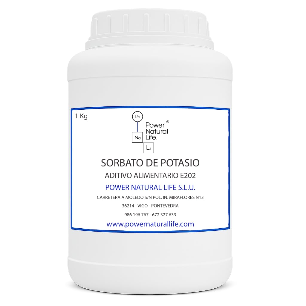 Sorbato de Potasio Granular | Power Natural Life | Bote 1 kg | Aditivo Alimentario E202 | Conservante Alimentario | Uso Alimentario, Técnico e Industrial