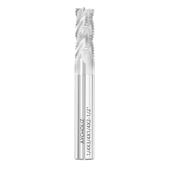 1/4" Solid Carbide Roughing End Mill 4 Flute Bright Uncoated Finish Square Nose Milling Bits for for Aluminum Copper | Bright Uncoated Finish, Square Nose Milling Bits