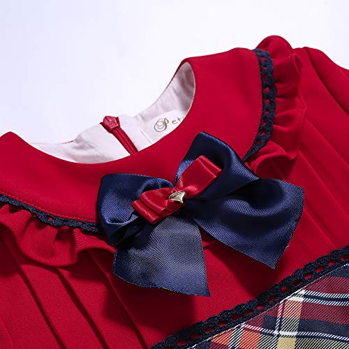 Pettigirl Girl Vintage Winter Red Plaid Christmas Long Sleeve Clothing Toddler Elegant Holiday Party Dress Outfit3