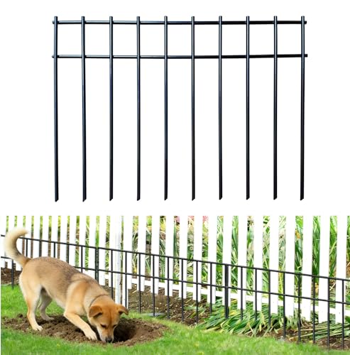 Black Animal Barrier Fence 12in (H) X13.8ft (L) with 1.55 Inch Spacing, Heavy Duty 4 Gauge Galvanized Under Fence Dog Barrier, Anti Digging Fence Guard Bottom Barrier