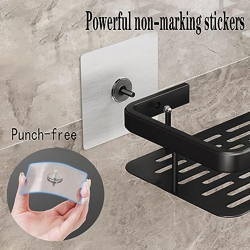 Image of Self Adhesive Bathroom Organiser Without Drill, Stainless Steel Wall Shelf Rack, Kitchen Sink Organizer, Bathroom Storage Holder, Waterproof Rustproof Shelf (Black, Pack of 1)
