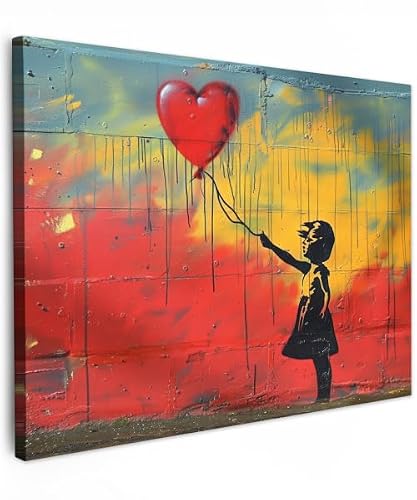 MuchoWow© Canvas Wall Art Work 16"x12" / 40x30 cm House Decoration for Living Room Home Decor Pictures Walls Banksy - Art - Graffiti - Girl - Street art