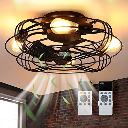 Industriële Plafondventilator Met Verlichting En Afstandsbediening - Retro Henneptouw Design