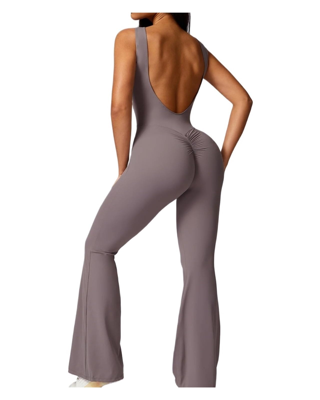 Combinaison de Yoga Une pièce Dos Nu ajourée for Femme, Combinaison de Sport sans Manches, de Fitness, d'entraînement, d'exercice, Moulante et évasée pour La Danse et L'entraînement