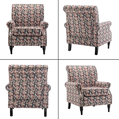 Qhitty Modern Accent Chair With Wood Legs And Thick Cushion, Mid Century Upholstered Accent Armchair High Back Rest And Armrest, Leisure Single Sofa Chair For Bedroom/Home Office/Study (Flannelette) #TOP5