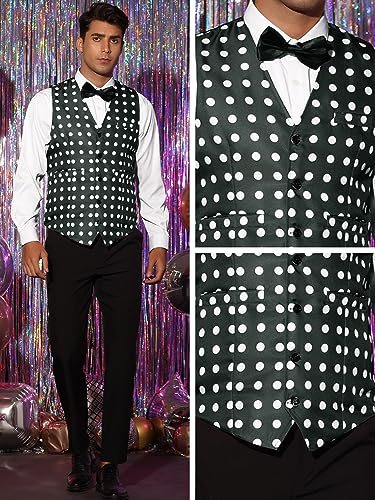 Lars Amadeus Polka Dots Waistcoat for Men's Formal Slim Fit V-Neck Dots Sleeveless Dress Vest4