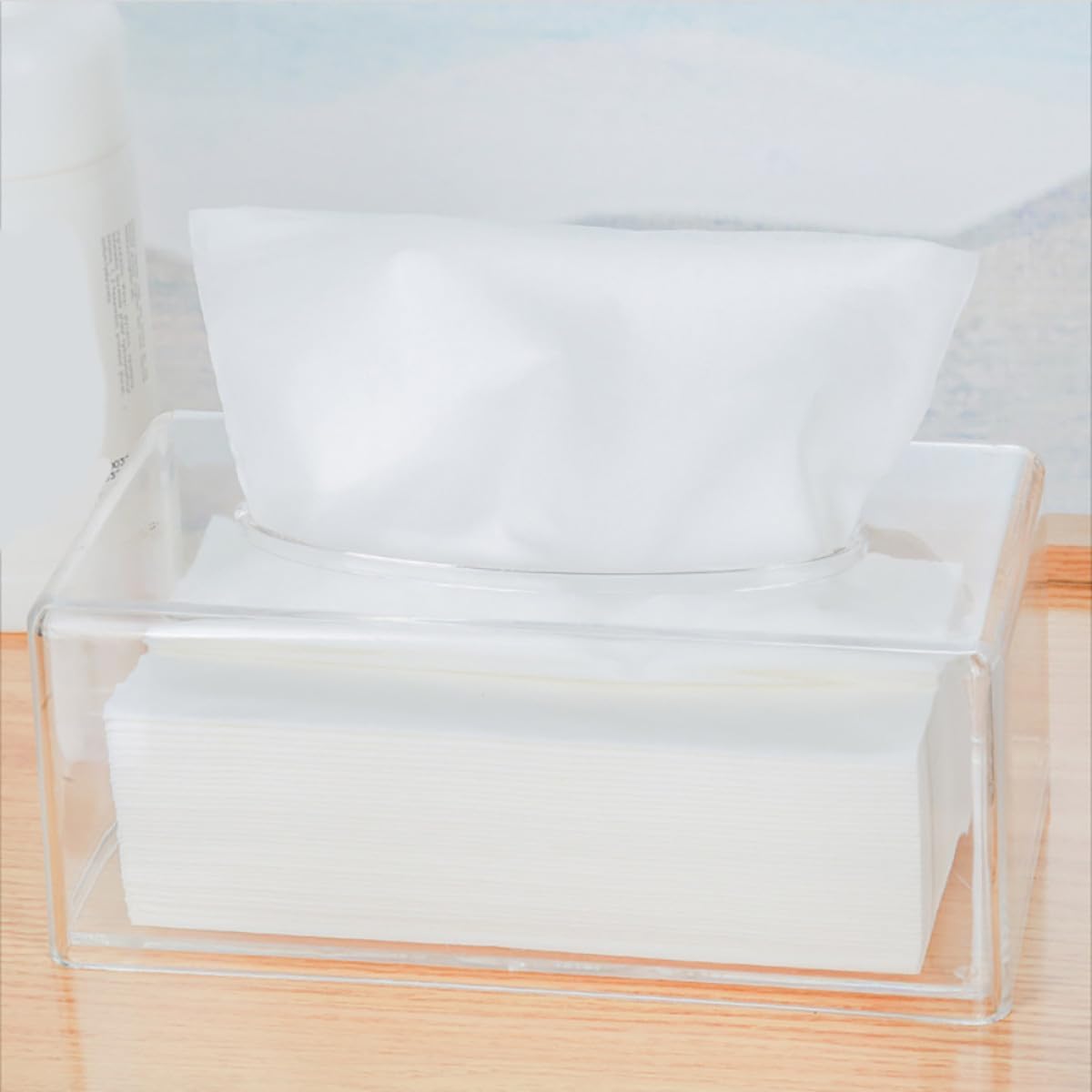 Acrylic Tissue Box Holder Rectangular Facial Tissue Dispenser Plastic Storage Box for Home Bathroom Desk Use