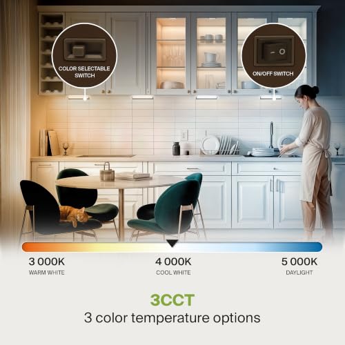 Image of ASD 20 Pack LED Under Cabinet Lighting, 12 inch 5W 325 LM, Dimmable Hardwired Under Cabinet Lights for Kitchen, 3000K /4000K /5000K, Under Counter Light Fixtures, ETL, Bronze, Bullnose Design