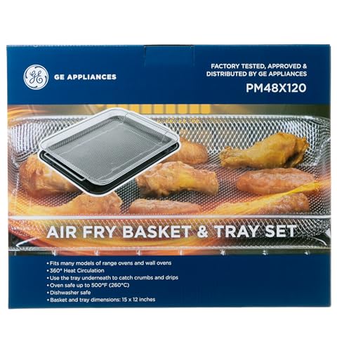GE Appliances Air Fryer Basket and Tray Set for Oven, 15x12 Inch, 360° Heat Circulation for Crispy Results, Oven Safe to 500°F, Dishwasher Safe, Crumb Tray, Fits Most Ovens, PM48X120 by GE - Image 6
