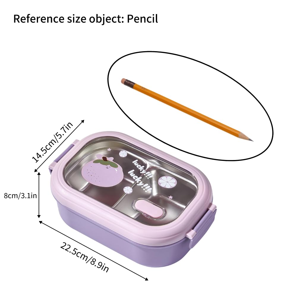 HAOHIZE Lunch Containers for Adults, Leakproof Lunch Box for Adult, Microwave safe, Lunch Box Portable Safe Leakproof Divided Stainless Steel Thermal Lunch Box for Office (Purple)