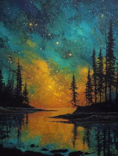 Pintar por numeros bosque para decorar el dormitorio con cuadros de plantas relajantes