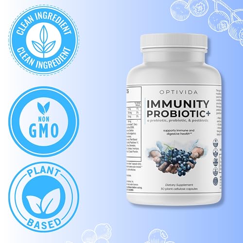 Optivida- Immunity Probiotic Prebiotic Blend Gut Health Immunity Boosting | Phytonutrients, Amino Acids, & The Boosting Power Of Enzymes 30 Day Supply #TOP4