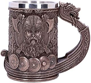 Nemesis Now B4810P9 Bronze Drakkar Viking Tankard 15cm, Resin w. Stainless Steel