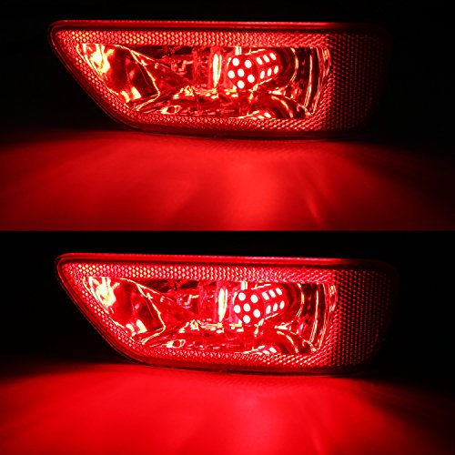 Ijdmtoy Complete Led Rear Fog Light Kit Compatible With Jeep 2011-21 Grand Cherokee Wk2, Compass & Dodge Journey, Includes Brilliant Red Led Bulbs, Red Lens Foglamp Assemblies & Wiring Harnesses #TOP3