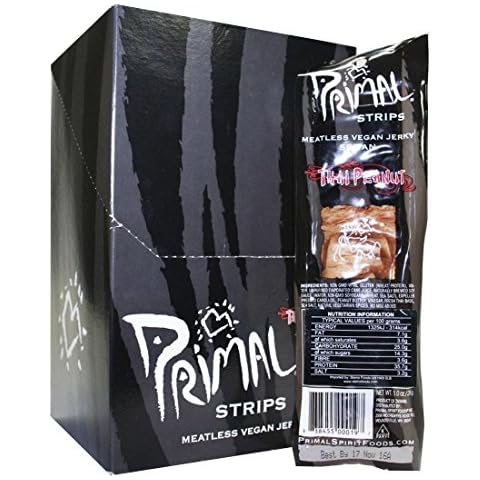 Primal Vegan Jerky | Seitan - Thai Peanut Jerky | 14 x 28g Cover