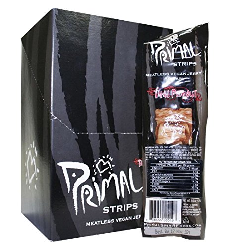 Primal Vegan Jerky | Seitan - Thai Peanut Jerky | 14 x 28g