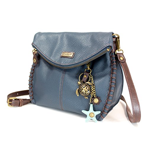 CHALA Charming Crossbody Bag With Flap Top and Zipper or Shoulder Handbag with Sea Turtle Keychain - 9 Colors2