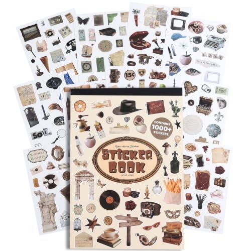 Image of Washi Stickers Set Vintage Aesthetic Sticker Book for Journaling, DIY Decorative Paper Sticker Decals for Bullet Journal Art Scrapbooking Diary Card Craft Gift Album (Aesthetic Style 5)