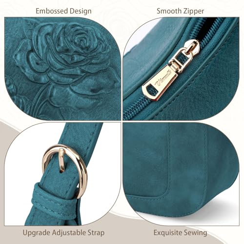 Image of Shoulder Bag for Women, Small Embossed Vegan Leather Hobo Purse | Elegant Crescent Shape Shoulder Purse with Top Handle, Adjustable Strap, Underarm Style for Daily Use, Travel & Gift Choice